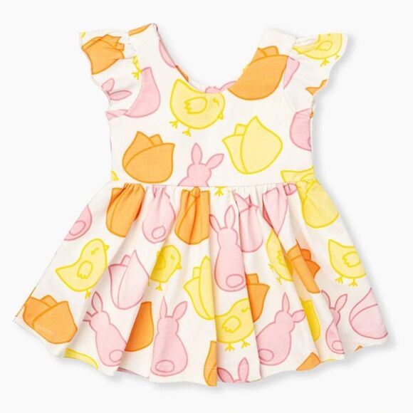 Monica + Andy Pastel Bunny Rabbit Print Dress Sz 6-7 - Picture 1 of 5